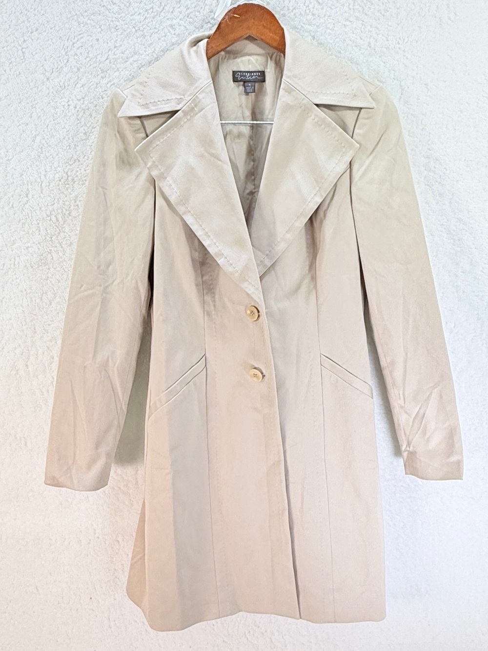 Classiques Entier Women’s Size 4 Beige Trench Coat Stretch Cotton Blend